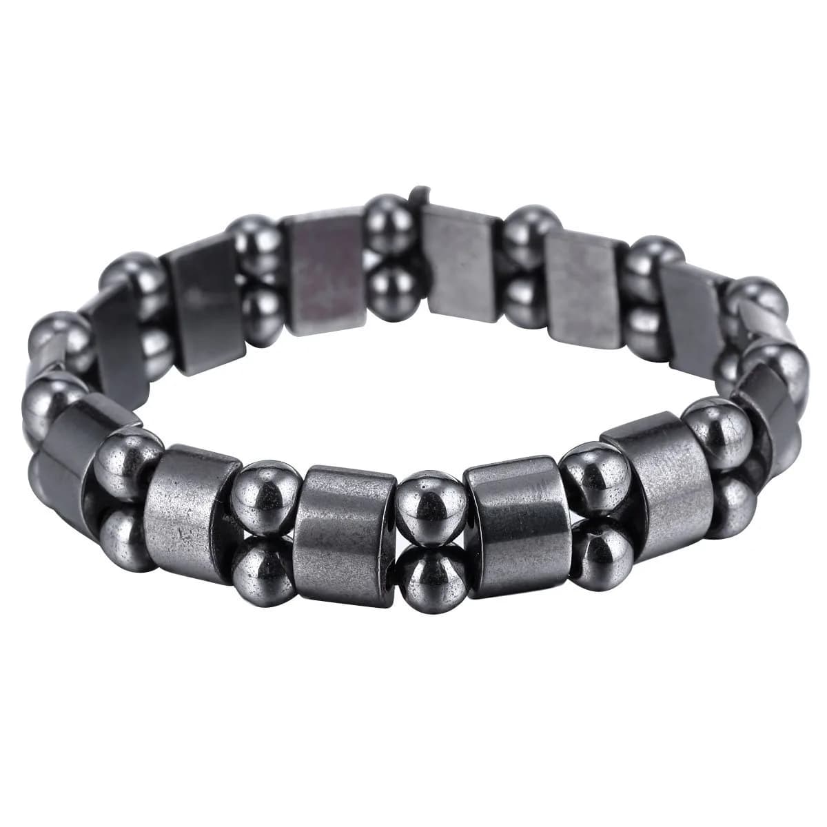 VIKI LYNN Hematite Magnetic Bracelets for Men and Women | Adjustable Magnetic Fidget Wristband Jewelry Gift — One Bracelet