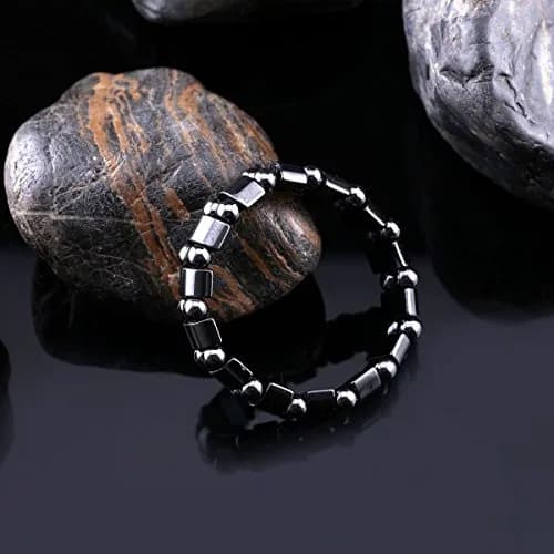 VIKI LYNN Hematite Magnetic Bracelets for Men and Women | Adjustable Magnetic Fidget Wristband Jewelry Gift thumbnail 4