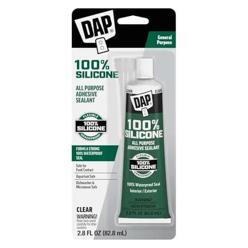 DAP All Purpose 100% Silicone Adhesive Sealant, Clear, 2.8 oz | Waterproof, Food Safe, Fast Cure thumbnail 1