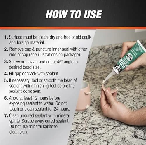 DAP All Purpose 100% Silicone Adhesive Sealant, Clear, 2.8 oz | Waterproof, Food Safe, Fast Cure thumbnail 3