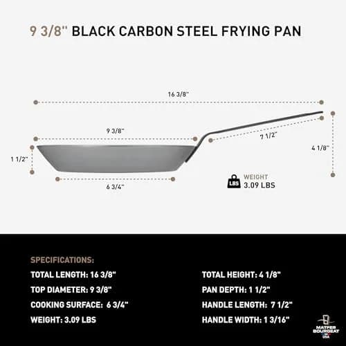 Matfer Bourgeat Black Carbon Steel Frying Pan 9 3/8" | High-Heat, Versatile, Made in France thumbnail 2
