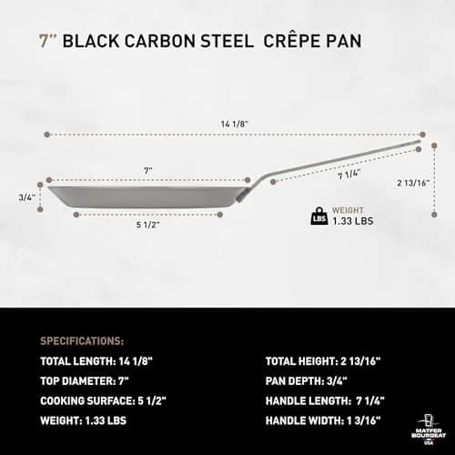 Matfer Bourgeat Black Carbon Steel Crêpe Pan 18cm (7") | Induction Compatible Heavy Duty Fry Pan thumbnail 2