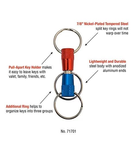 Lucky Line 3-Way Pull Apart Keychain 1 Pack | Sturdy Steel & Anodized Ends thumbnail 6