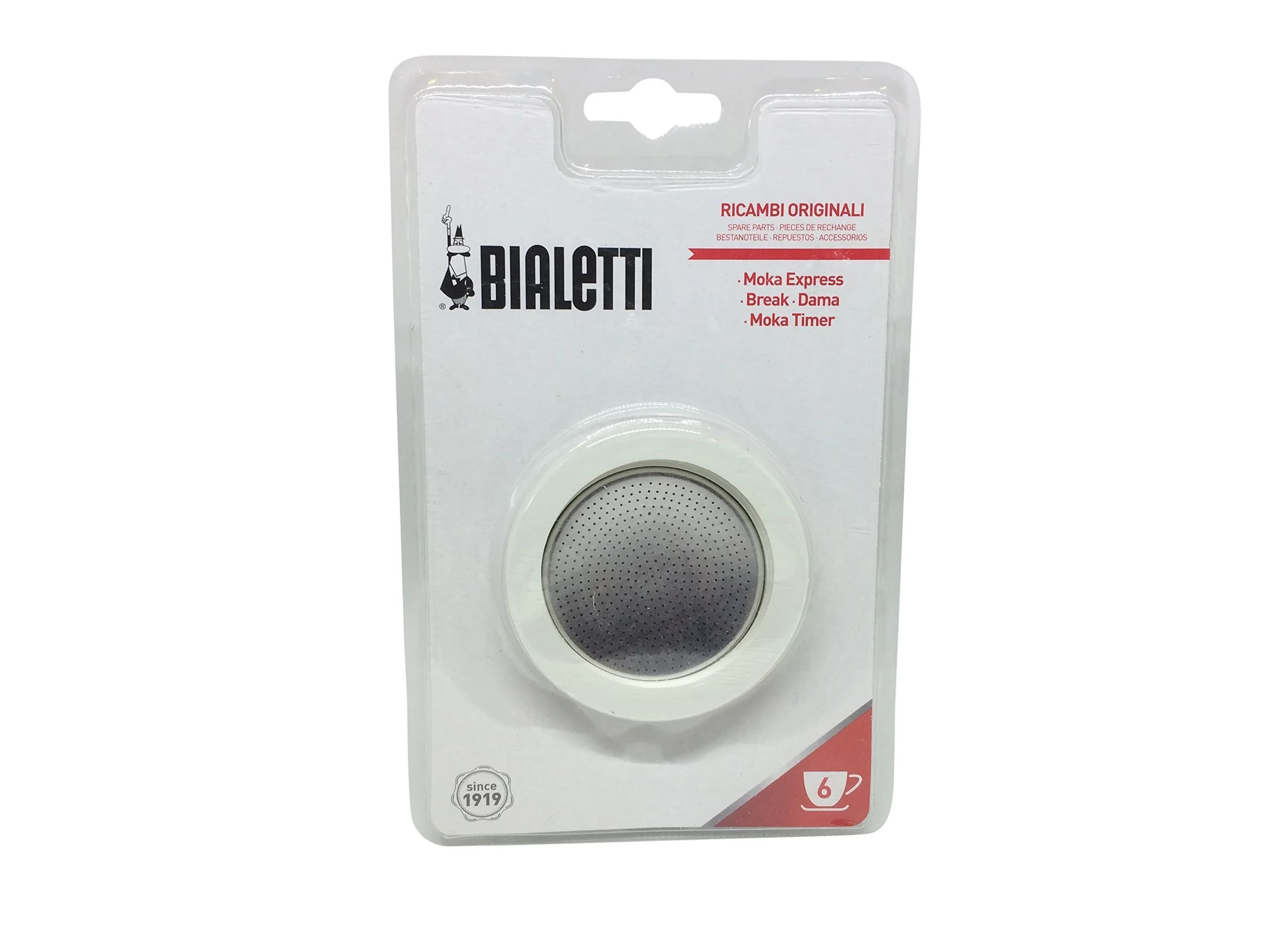 Bialetti Moka Express 6-Cup Replacement Filter and 3 Gaskets | Classic Stainless Steel