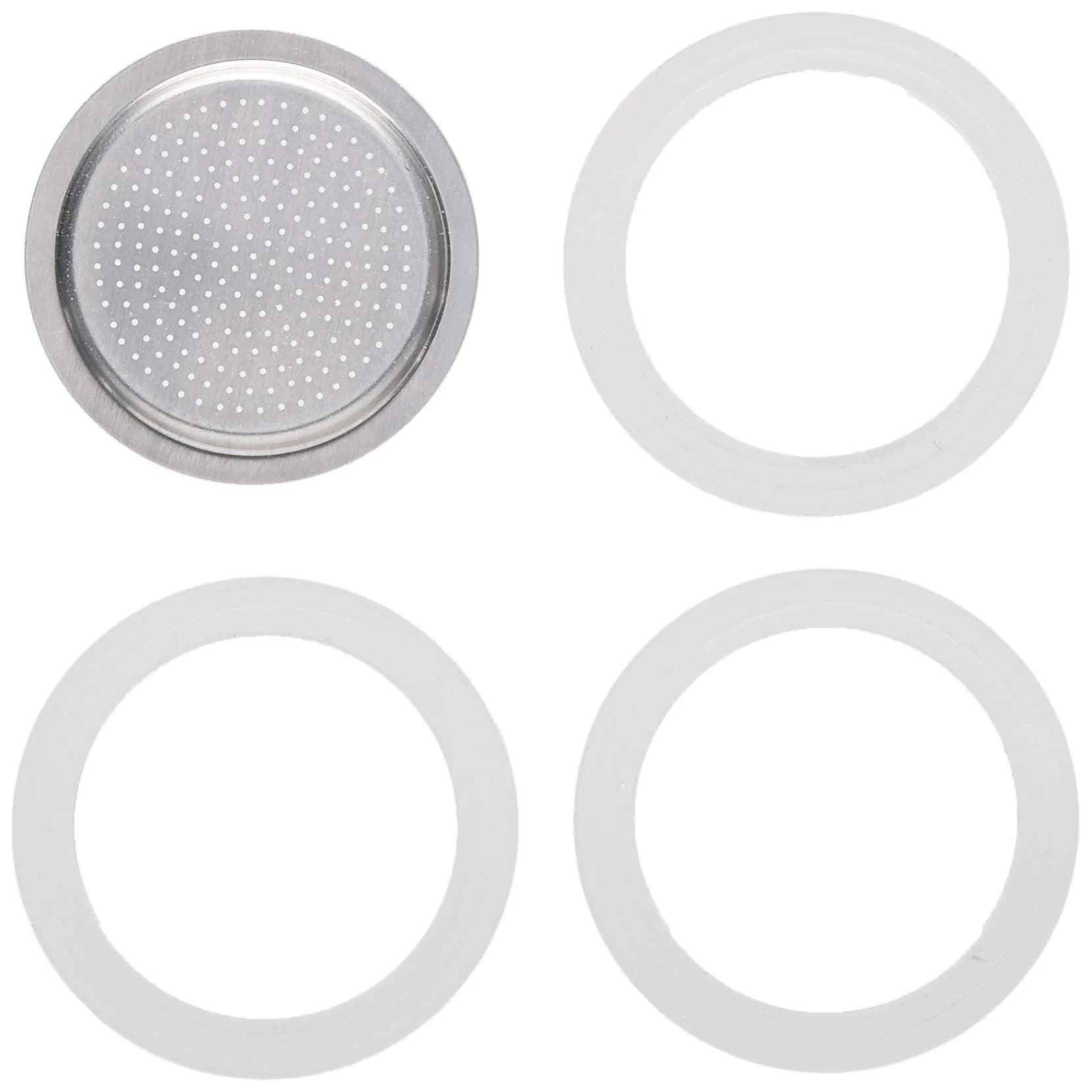 Bialetti 1-Cup Moka Espresso Machine Replacement Gaskets & Filter | Fits 1-Cup Aluminum Pots - main product image