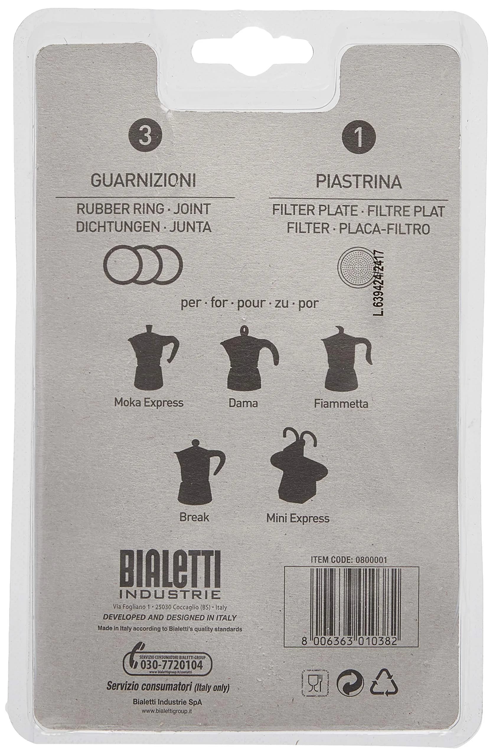 Bialetti 1-Cup Moka Espresso Machine Replacement Gaskets & Filter | Fits 1-Cup Aluminum Pots - view 3