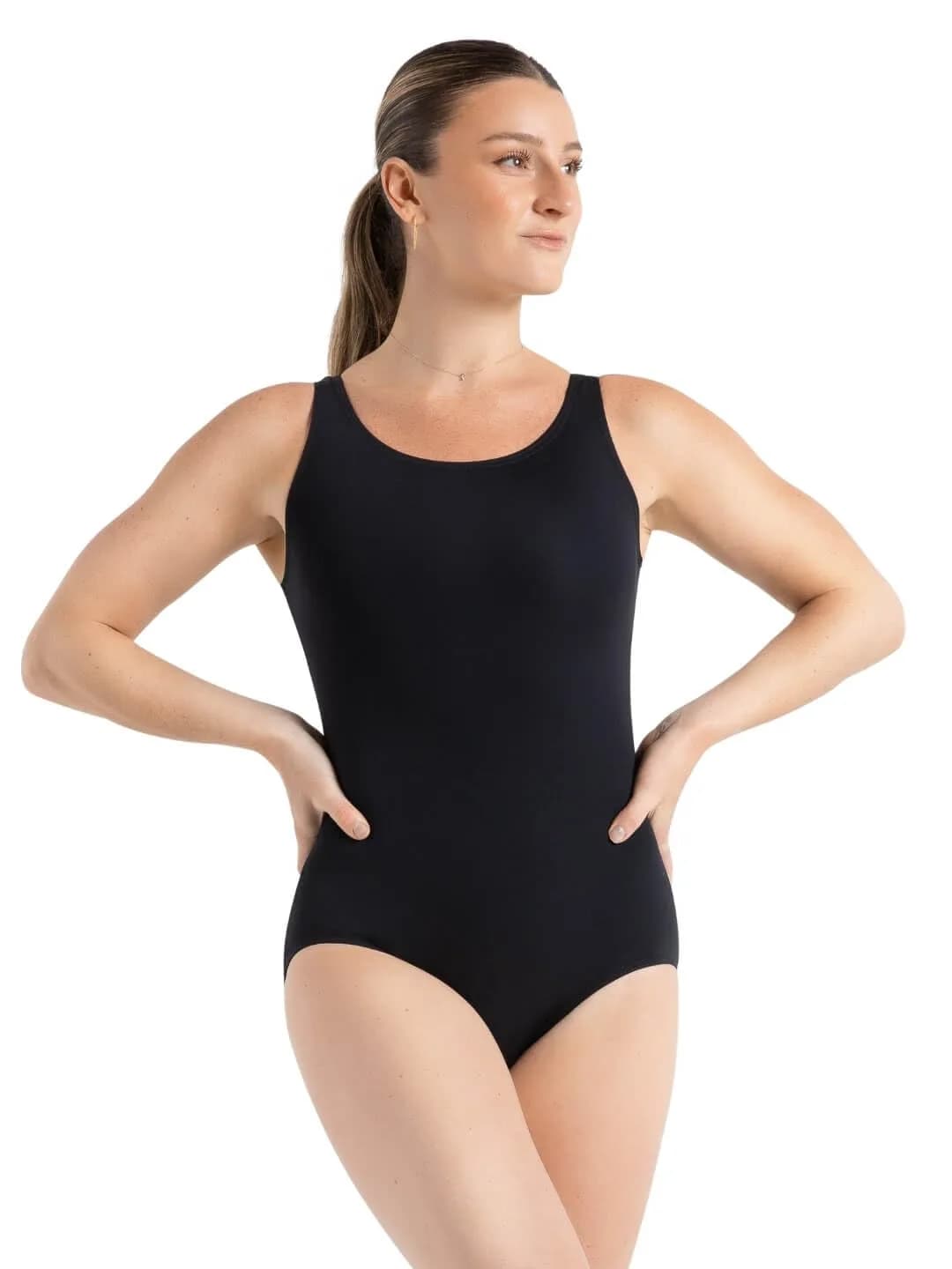 Capezio Tank Leotard Small | Classic V-neck, Sleeveless, Nylon Blend, Black