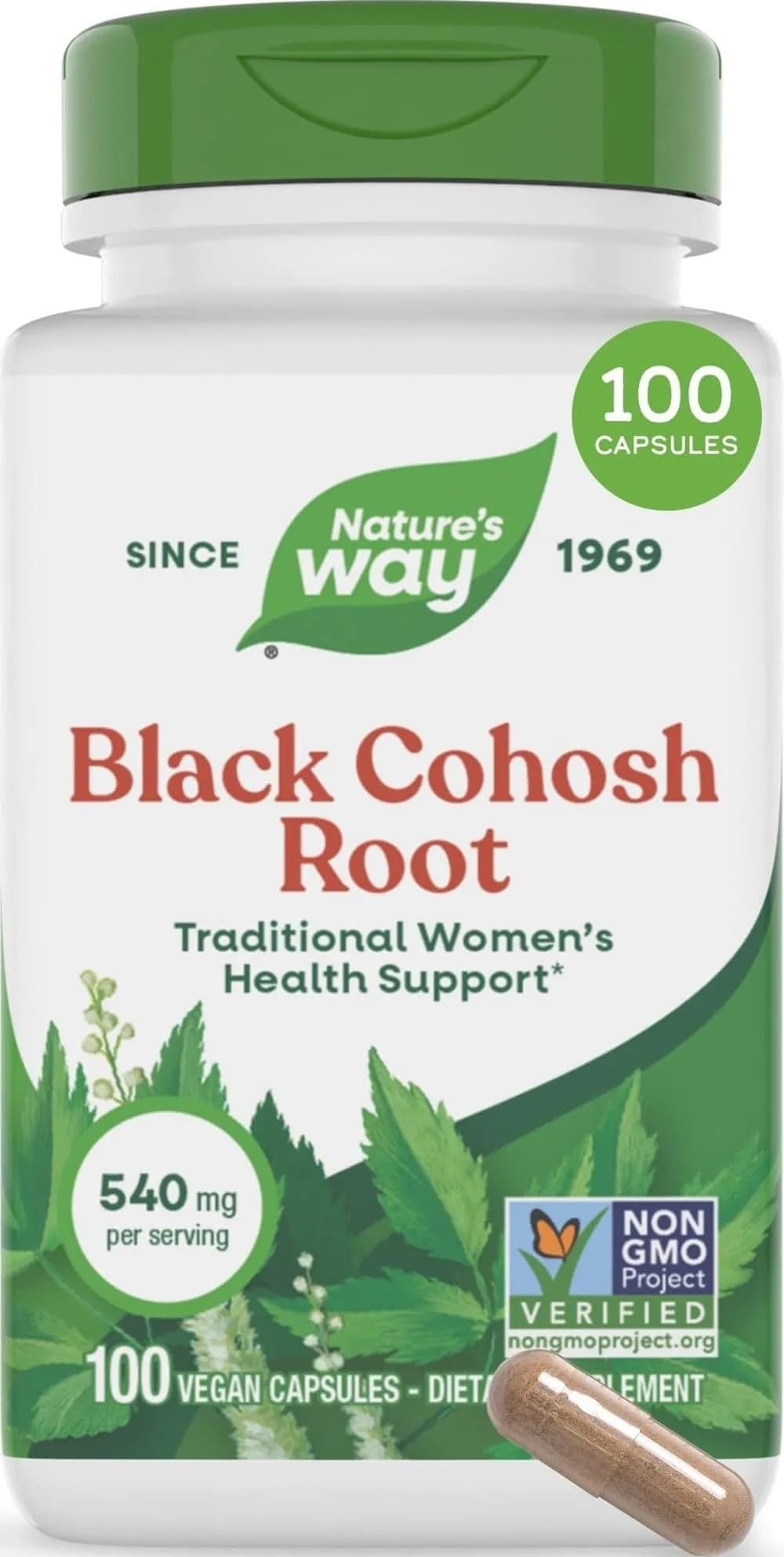 Nature's Way Black Cohosh Root Capsules 100 Count Vegan | Traditional Women's Herbal Supplement - main product image