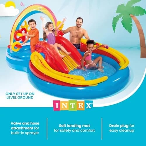 Intex Rainbow Ring Inflatable Play Center with Slide & Kiddie Pool 297cm x 193cm x 135cm | ASTM-Tested for Kids Ages 2+ thumbnail 5
