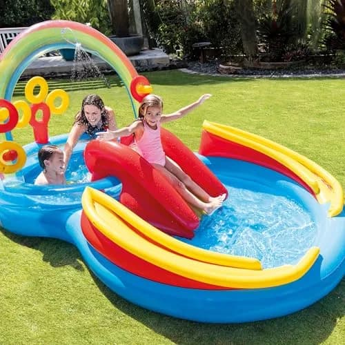 Intex Rainbow Ring Inflatable Play Center with Slide & Kiddie Pool 297cm x 193cm x 135cm | ASTM-Tested for Kids Ages 2+ thumbnail 7