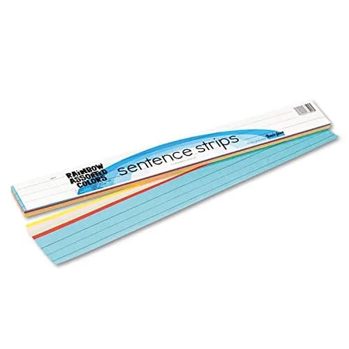 Creativity Inspired Rainbow Kraft Lightweight Sentence Strips 3" x 24" (100 Strips, Assorted Colors) | Teaching Sentence Structure & Word Walls thumbnail 1
