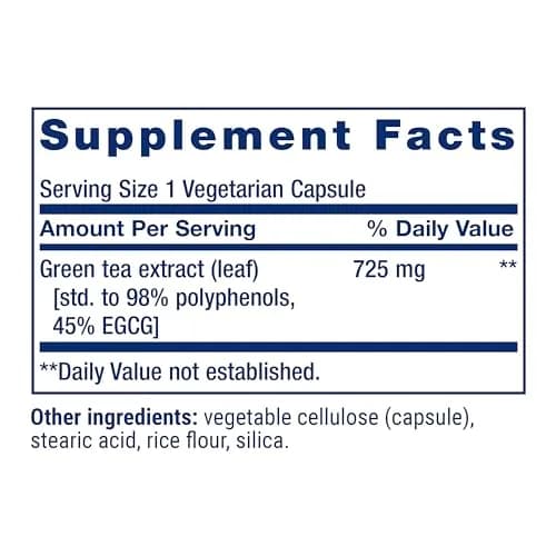 Life Extension Lightly Caffeinated Mega Green Tea Extract, 100 Capsules | Supports Cellular & Heart Health thumbnail 3