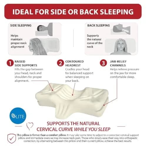 Therapeutica Cervical Pillow Large | Ergonomic Neck Support for Back & Side Sleepers thumbnail 6
