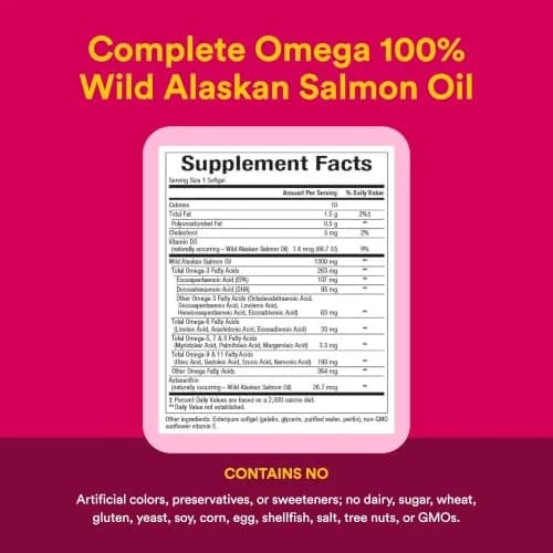 Natural Factors Complete Omega Wild Alaskan Salmon Oil 180 Softgels (408 g / 180 Count) | Supports Heart and Brain Health with Omega-3 DHA and EPA thumbnail 4