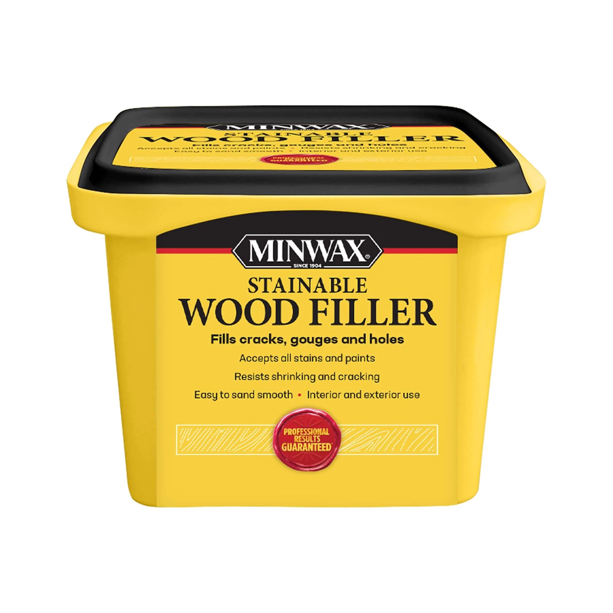 Minwax Stainable Wood Filler 454 g (16 oz) | Repairs Cracks, Gouges, Holes for Indoor/Outdoor Wood — Yellow