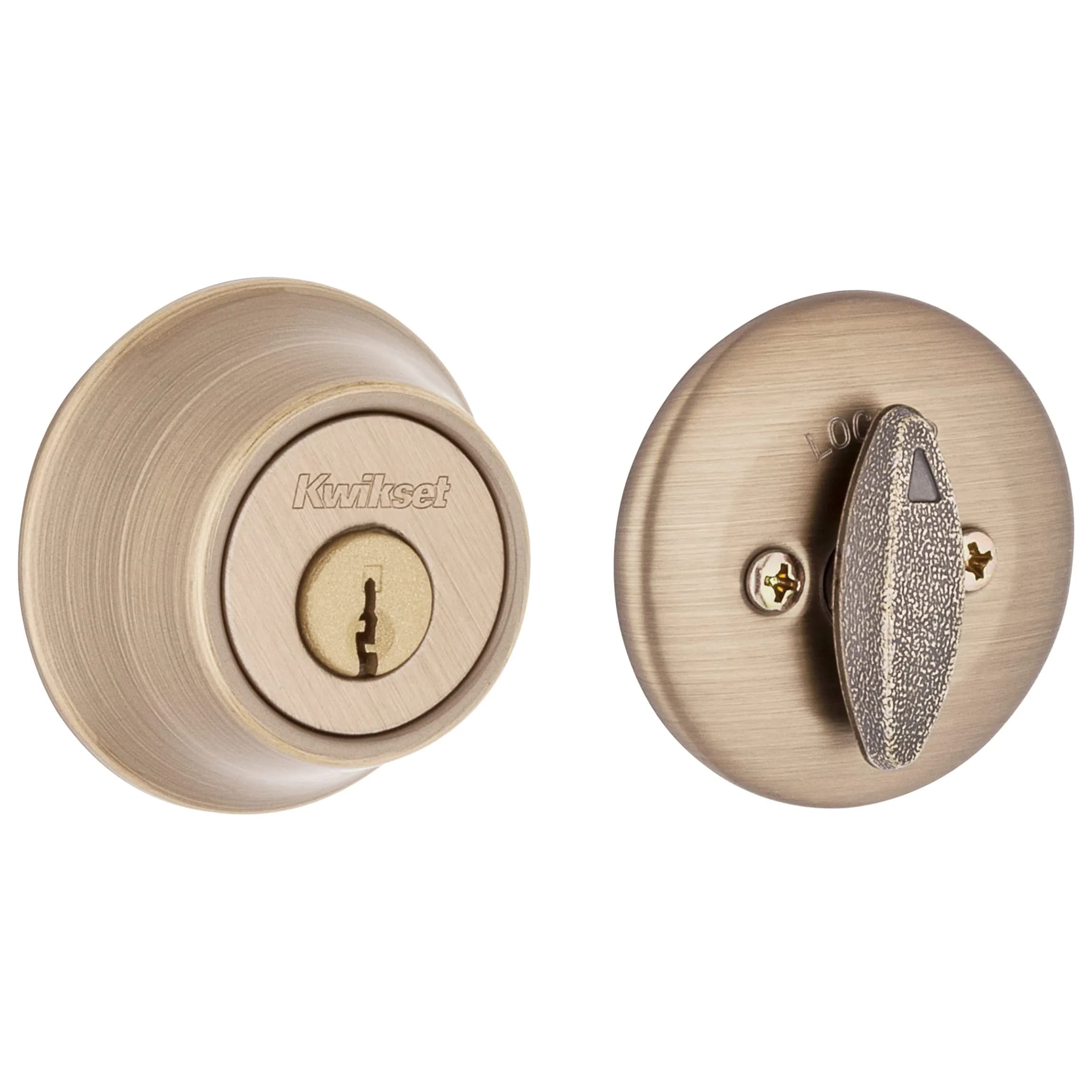 Kwikset 660 Single Cylinder Deadbolt Lock, Satin Chrome Round Exterior Keyed Front Entry Door, 0.67 lb (0.30 kg) | BHMA Grade 3 Certified Security - view 3
