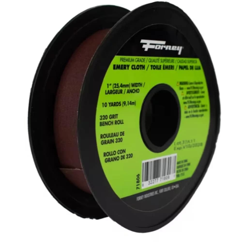 Forney Emery Cloth 180-Grit 1" x 10-Yard Bench Roll | Heavy-Duty Metal & Wood Sanding - main product image