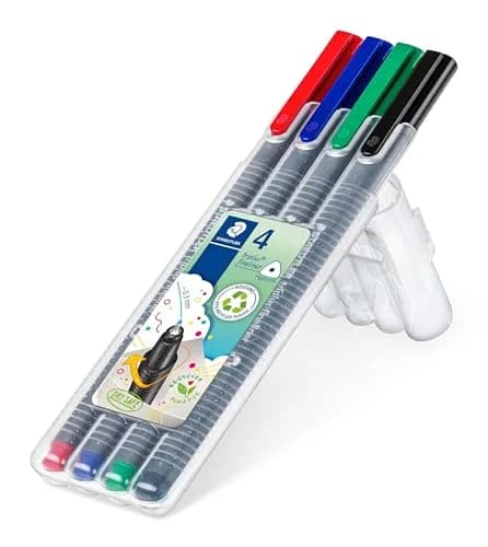STAEDTLER Fineliner Pens - Triplus - for Adult Colouring - 4 Assorted Colours | Ergonomic Triangular Shape, Water-Based Ink, 0.3 mm Linewidth thumbnail 2