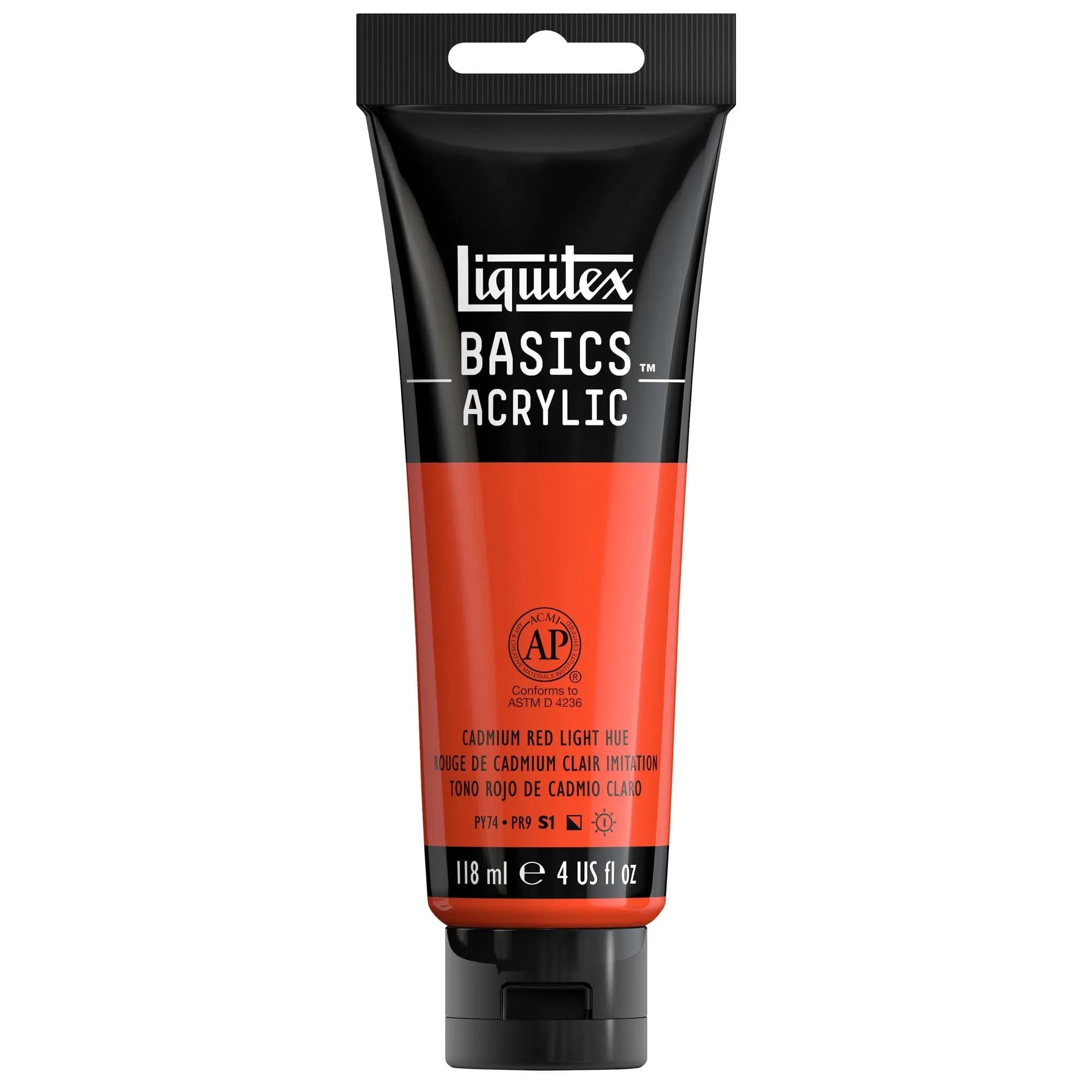 Liquitex BASICS Acrylic Paint Naphthol Crimson (4 oz / 118 ml) | Artist-Grade Heavy Body Paint — Cadmium Red Light Hue