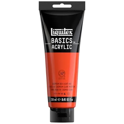 Liquitex BASICS Acrylic Paint, Cadmium Yellow Medium Hue, 118ml (4-oz) Tube | Artist-Quality Pigments for Beginners — Cadmium Red Light Hue