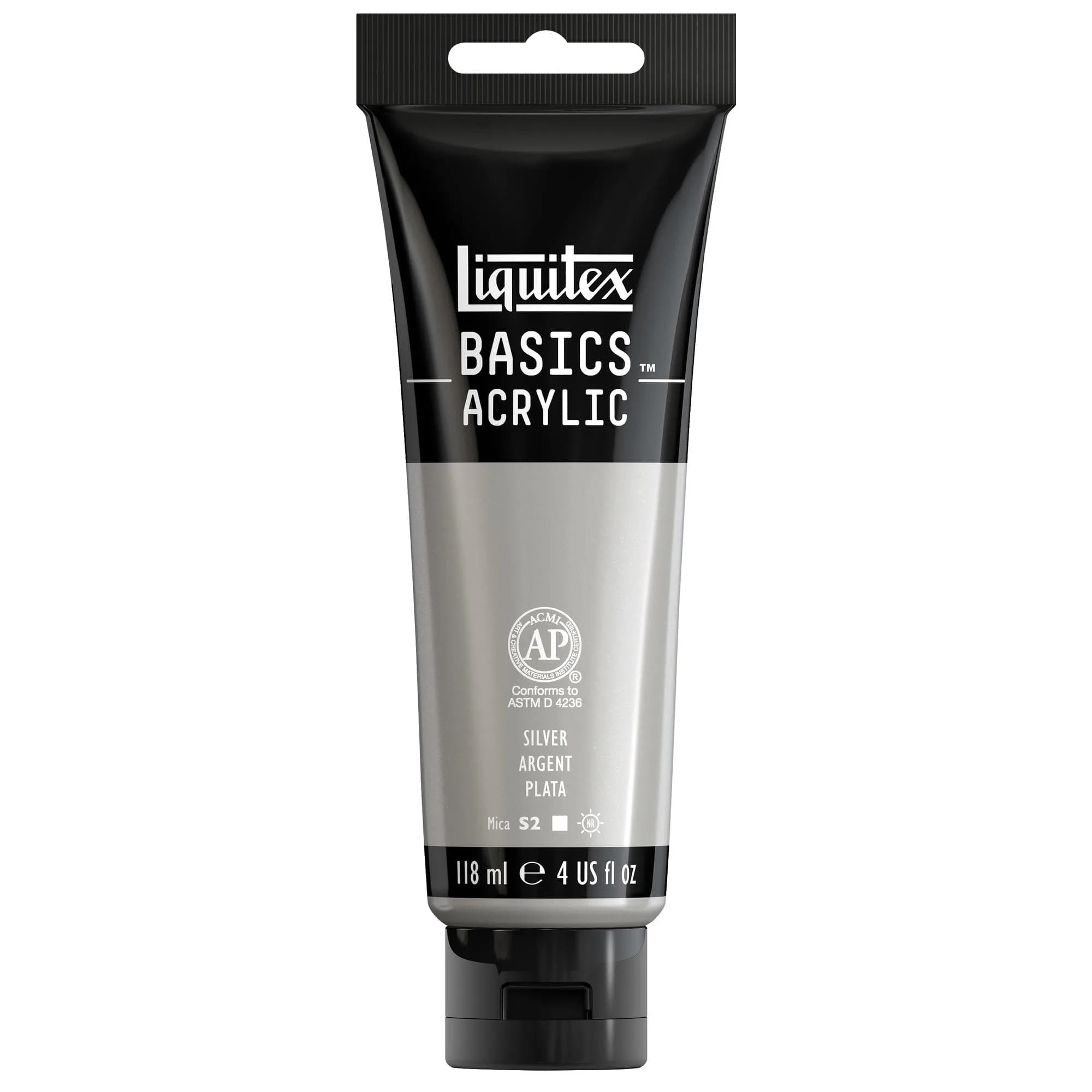 Liquitex BASICS Acrylic Paint Naphthol Crimson (4 oz / 118 ml) | Artist-Grade Heavy Body Paint — Silver / 4 Fl Oz