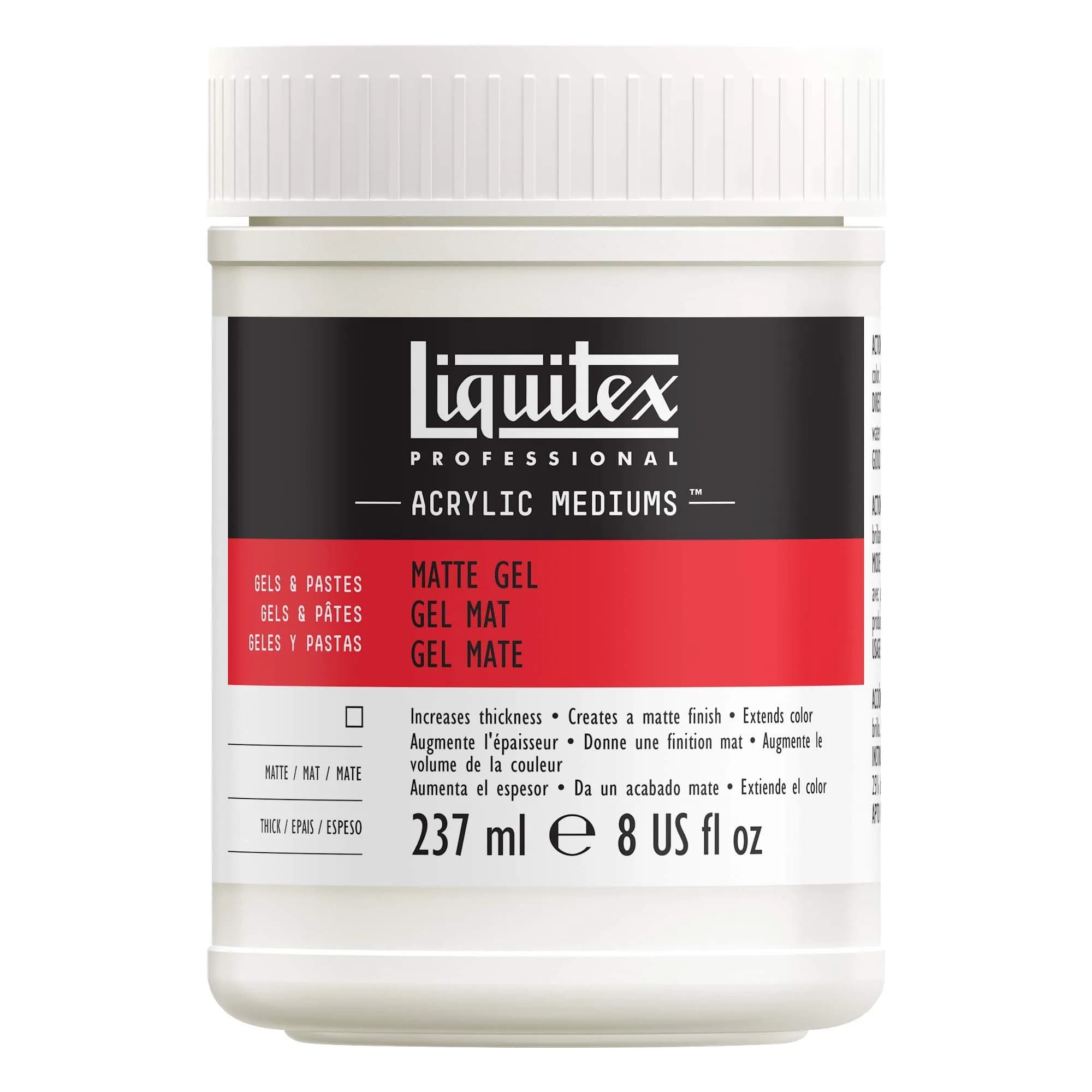 Liquitex Professional Matte Gel Medium, 237ml (8-oz) | Satin Matte Finish, Extends Paint & Adds Texture — 8 Fl Oz
