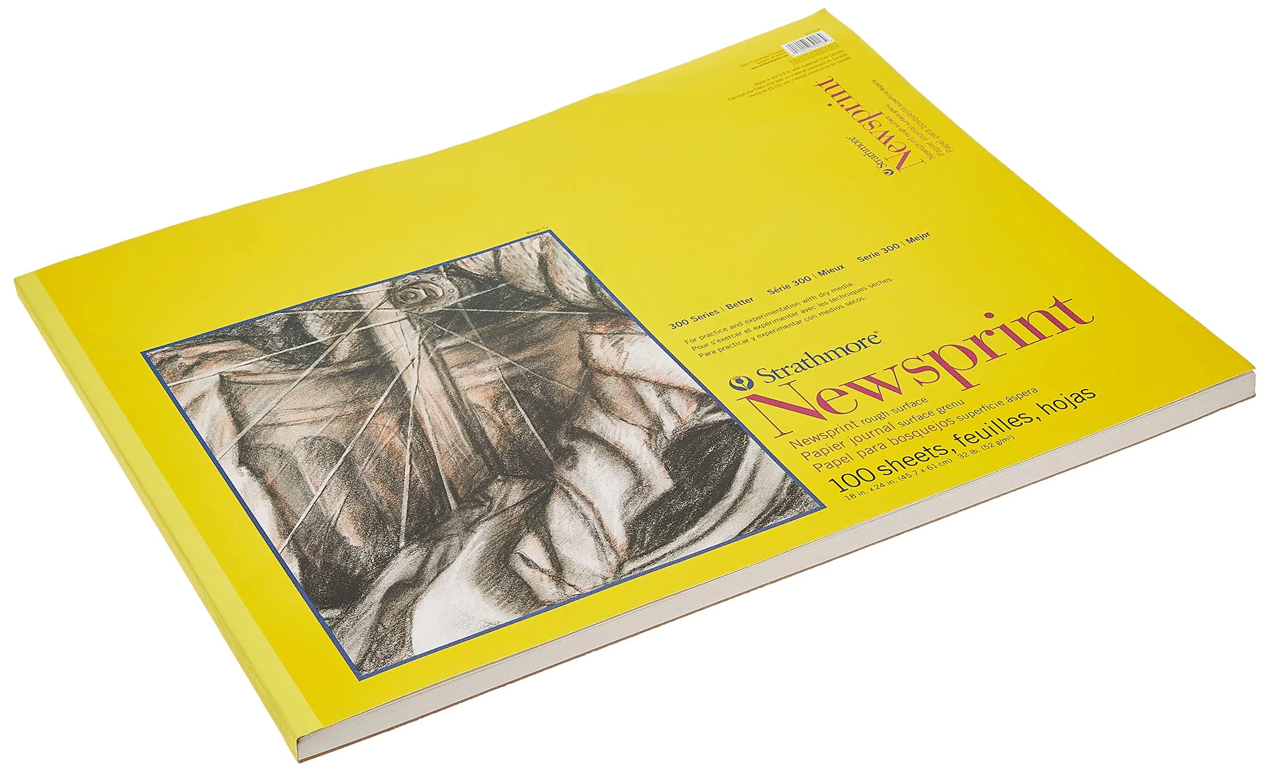 Strathmore 300 Series Newsprint Pad 45.72cm x 60.96cm (18 x 24 inches) | 100 Sheets Rough Paper for Sketching