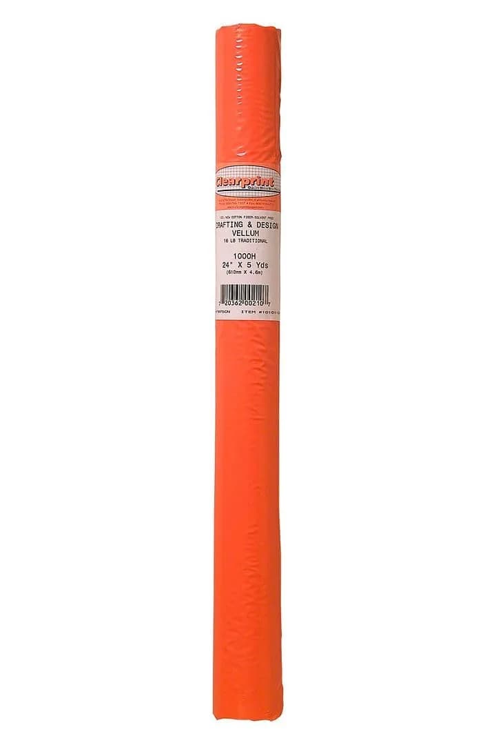 Clearprint 24" x 5 Yards 1000H Design Vellum Roll, 16 lb., 100% Cotton, 1 Each | Translucent White Art Paper for Large Designs