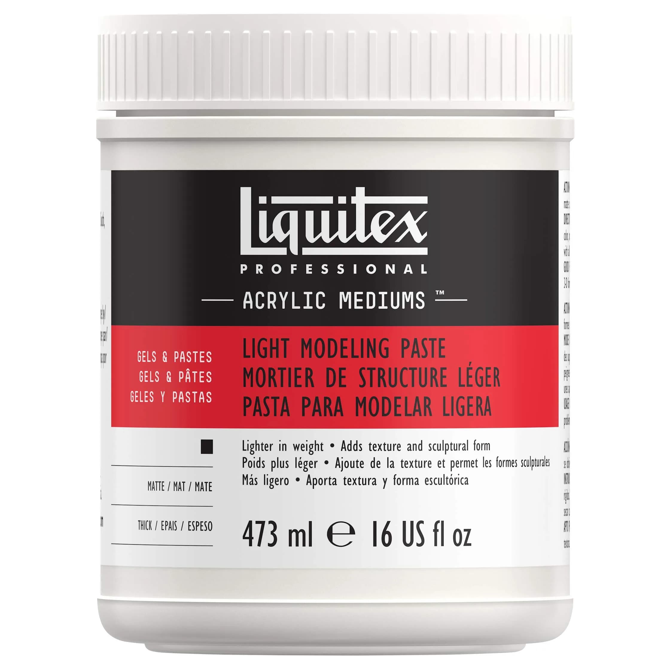 Liquitex Professional Modeling Paste 237ml (8-oz) | Builds Heavy Textures, Dries Hard Like Stone — Light Modeling Paste