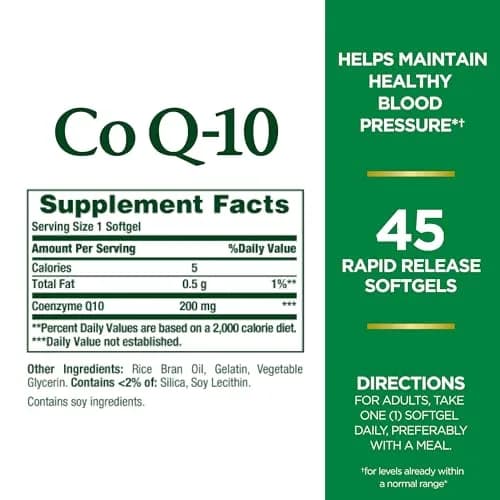 Nature's Bounty CoQ10 200mg Rapid Release Softgels 45 Count | Supports Heart Health & Cellular Energy thumbnail 2