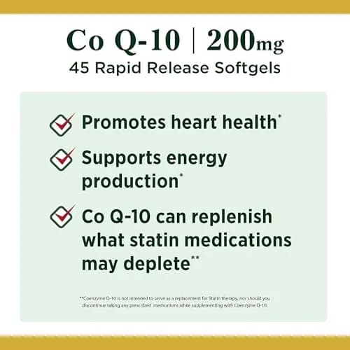 Nature's Bounty CoQ10 200mg Rapid Release Softgels 45 Count | Supports Heart Health & Cellular Energy thumbnail 3