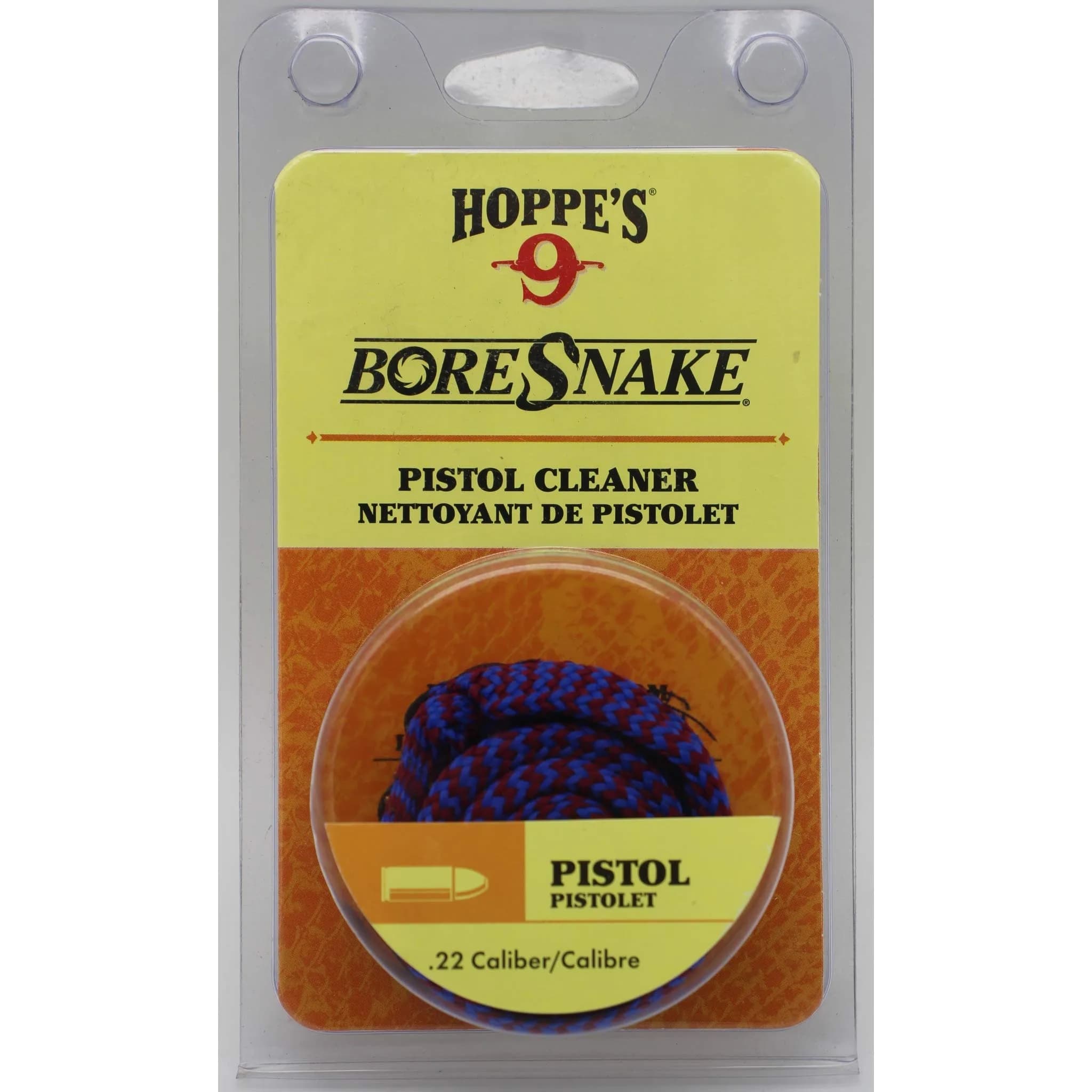 Hoppe's BoreSnake Pistol Bore Cleaner .22 Cal | One-Piece Design, Nylon-Mesh, Reusable — Black