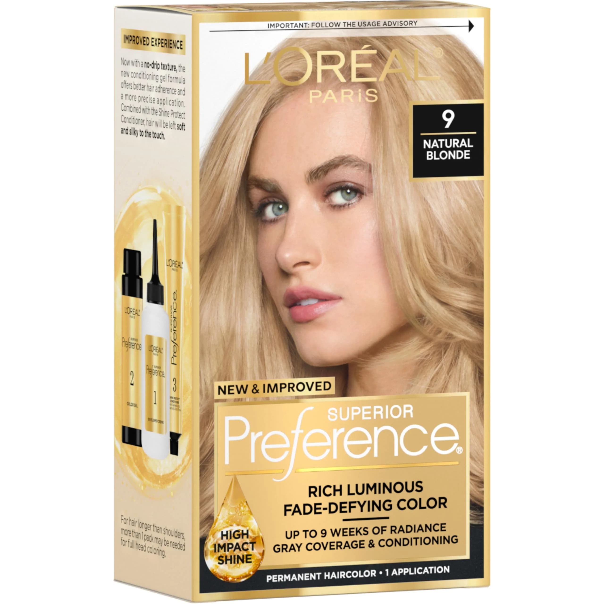 L'Oreal Paris Superior Preference Permanent Hair Color 09 Natural Blonde | Fade-Defying Shine System - main product image