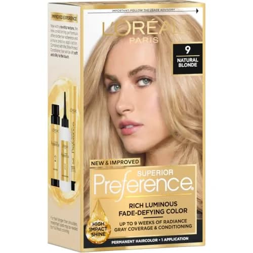 L'Oreal Paris Superior Preference Permanent Hair Color 09 Natural Blonde | Fade-Defying Shine System thumbnail 1
