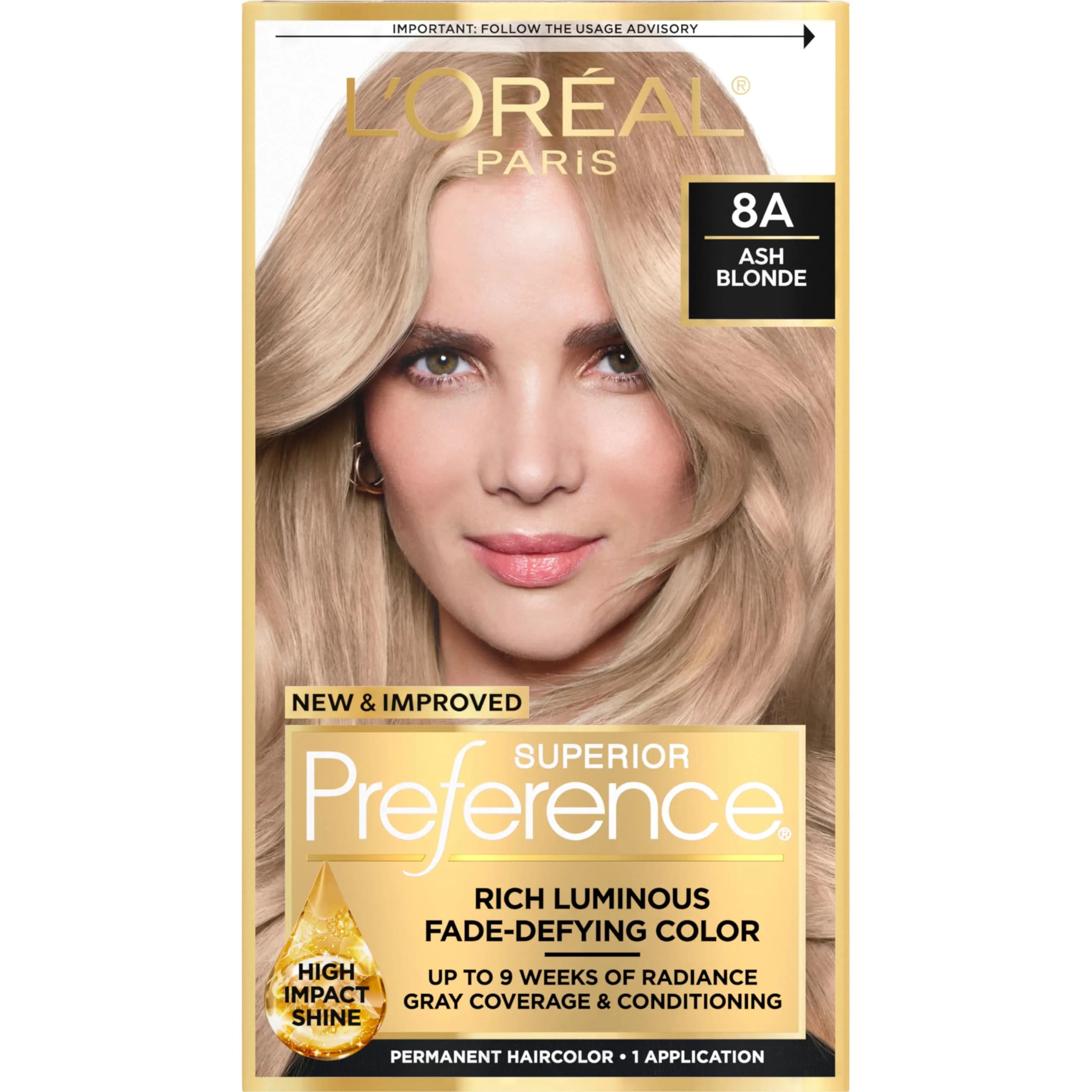 L'Oreal Paris Superior Preference Permanent Hair Color 8A Ash Blonde | Fade-Defying Radiance Up to 9 Weeks - main product image