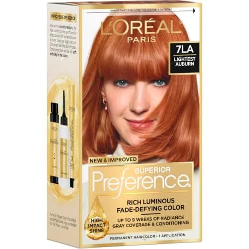 L'Oreal Paris Superior Preference Lightest Auburn 7LA Permanent Hair Color - Fade-Defying Shine thumbnail 1