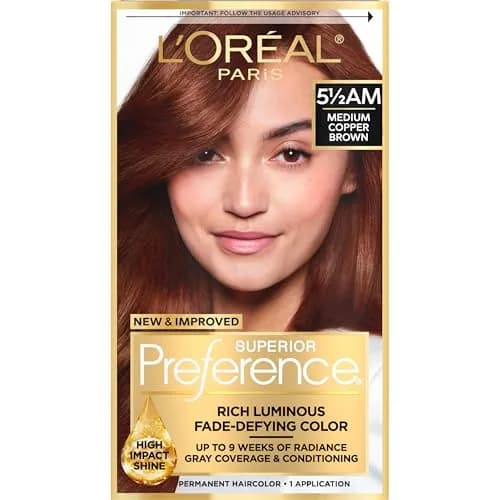 L'Oreal Paris Superior Preference Permanent Hair Color 5.5AM Medium Amber Copper Brown | Fade-Defying Radiance Up to 9 Weeks thumbnail 1
