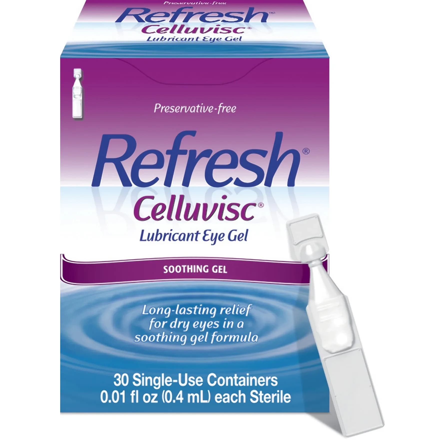 Refresh Celluvisc Lubricant Eye Gel 0.01 Fl Oz Single-Use Containers (Pack of 2) | Preservative-Free Dry Eye Relief — White