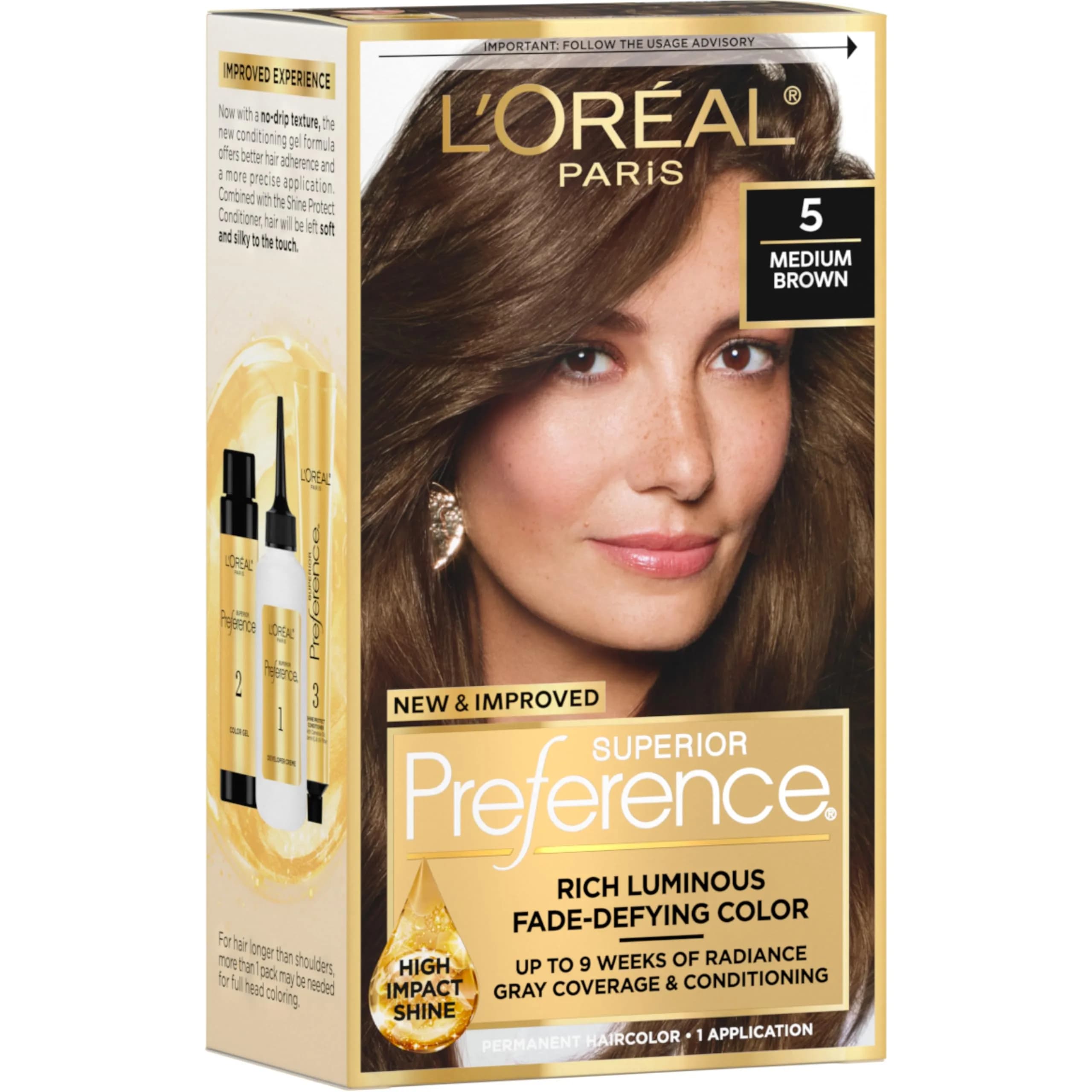 L'Oreal Paris Superior Preference Permanent Hair Color, Medium Brown 5, 1 Count Pack - main product image