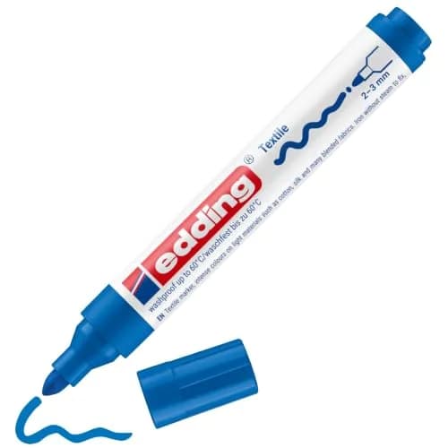 edding Textile Marker - Blue | Wash-Resistant Fabric Pen for Creative Designs thumbnail 1