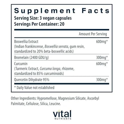 Vital Nutrients BCQ Vegan Capsules 60 | Supports Joint & Inflammation thumbnail 2