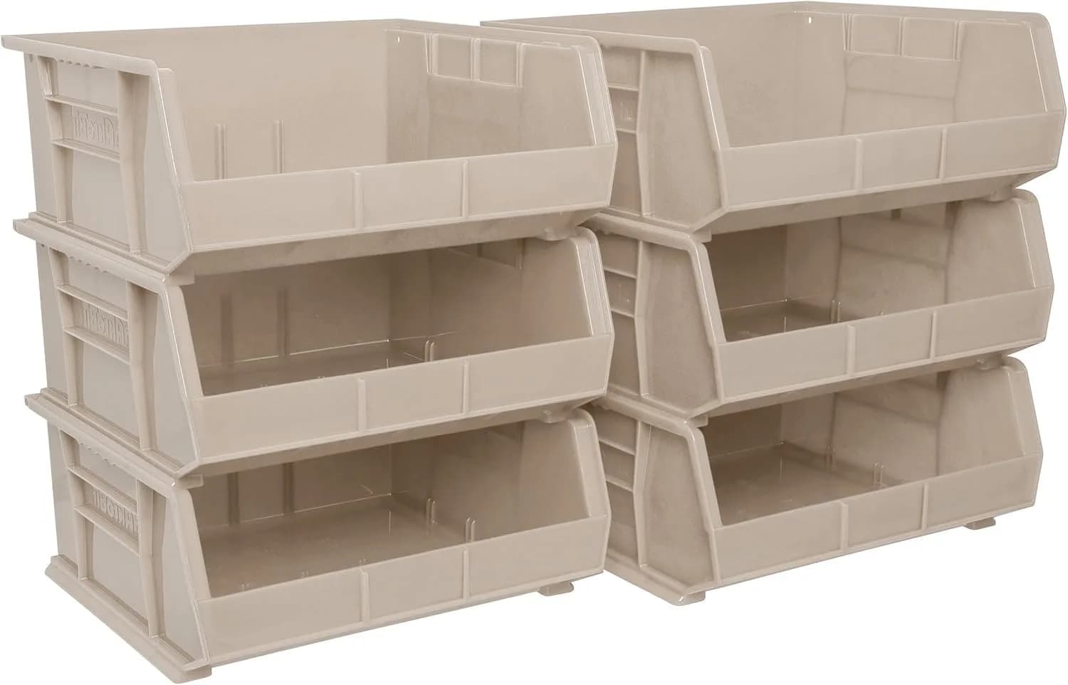 Akro-Mils AkroBins Plastic Storage Bins 11"x11"x5" Red 6-Pack | Heavy Duty Stackable Organizer for Garage, Pantry, Crafts — Stone