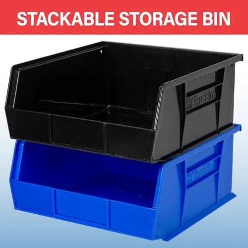 Akro-Mils 30235 AkroBins Plastic Storage Bins 11"x11"x5" Stone 6-Pack | Heavy Duty Stackable Organizer for Home & Garage thumbnail 4