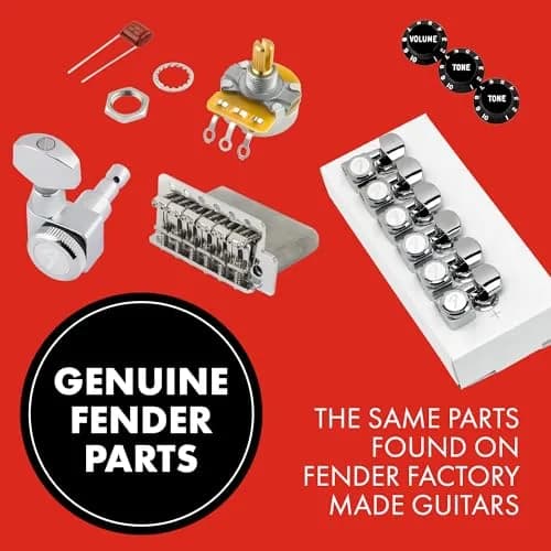 Fender Locking Tuners for Right-Handed Electric Guitar, Stratocaster & Telecaster, Polished Chrome, Set of 6 | 18:1 Gear Ratio thumbnail 6