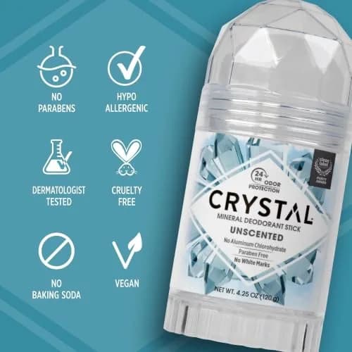 Crystal Essence Unscented Deodorant Stick 120.5g (4.25 oz) | Natural Mineral Odor Protection thumbnail 5