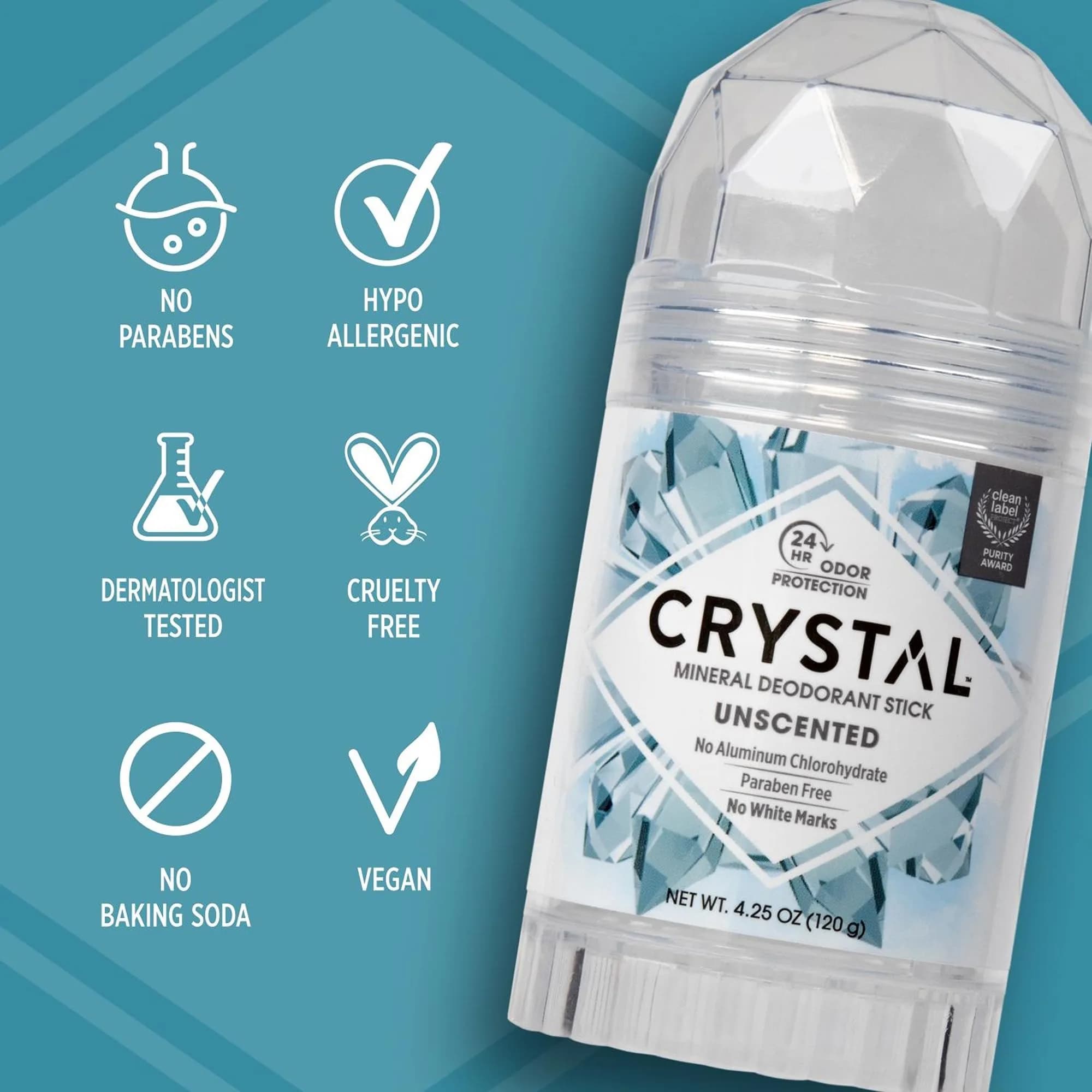 Crystal Essence Unscented Deodorant Stick 120.5g (4.25 oz) | Natural Mineral Odor Protection - view 5
