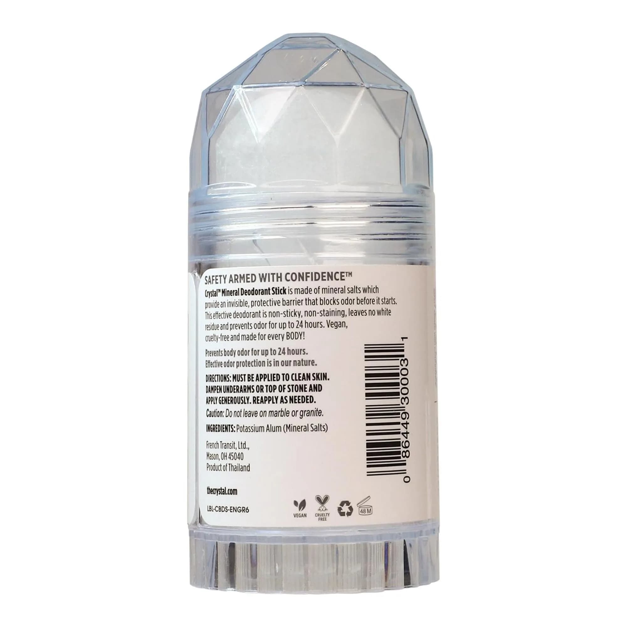 Crystal Essence Unscented Deodorant Stick 120.5g (4.25 oz) | Natural Mineral Odor Protection - view 2