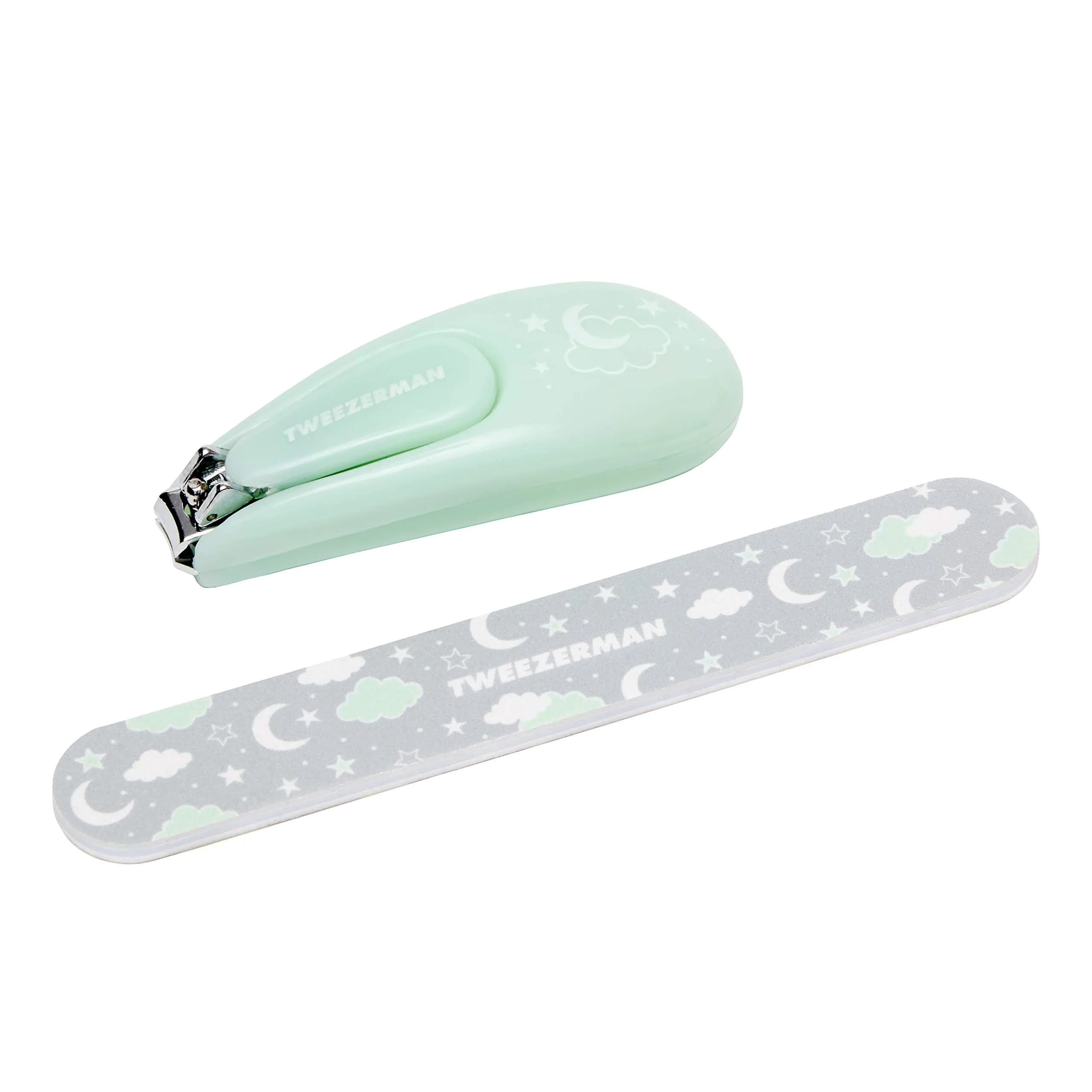 Tweezerman Baby Nail Clipper with Bear File, Green, 1 EA | Safe & Gentle for Tiny Fingers — Green