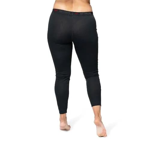 Hot Chillys Women's Pepper Skins Base Layer Bottoms | Midweight Relaxed Fit Thermal Pants in Black (Medium) thumbnail 3