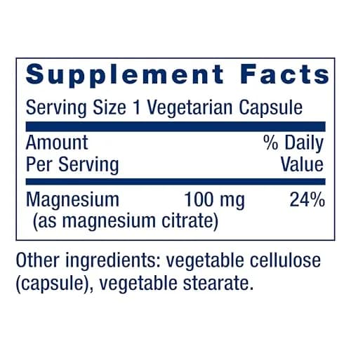 Life Extension Magnesium Citrate, 100 mg, Heart & Bone Support, 100 Capsules thumbnail 2
